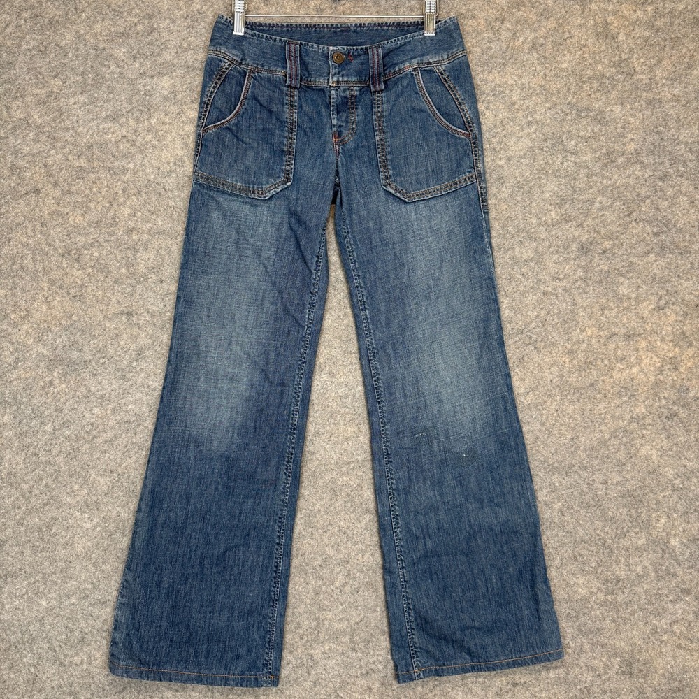 Vintage Diesel Wide Leg Flare Jeans Womens 26 Low Rise Hipster Patch 90s Y2K
